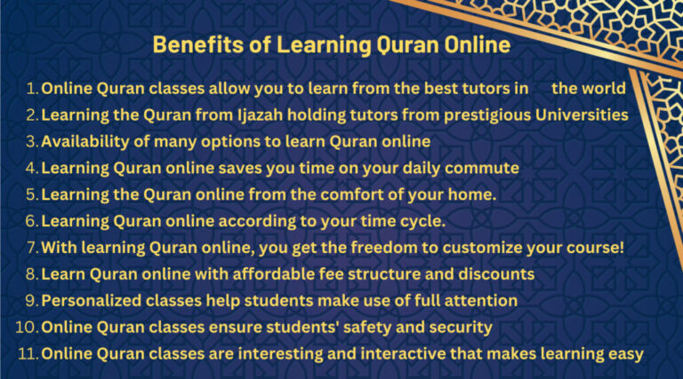 Benefits of learning Quran Online.